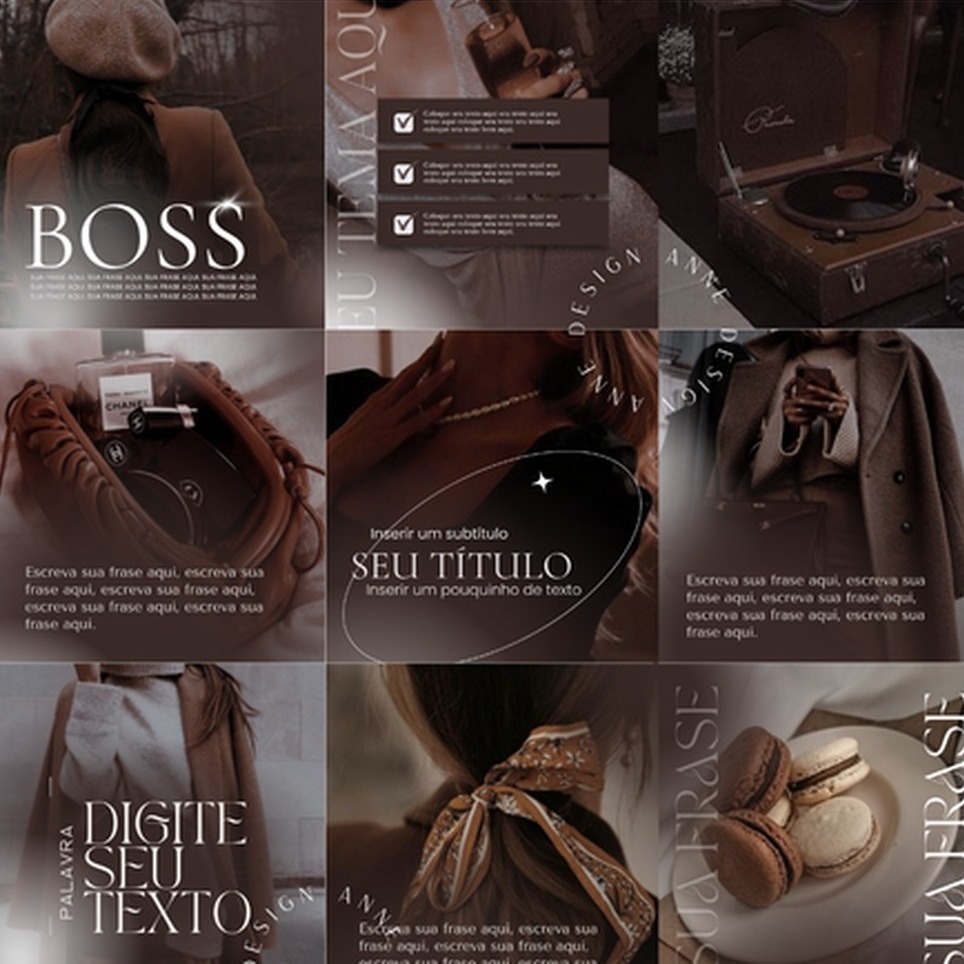 Feed de Instagram minimalista creado con las plantillas del Pack Boss Girl